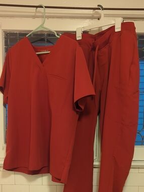Mandala Women's Rust Orange Scrub Top and Pants Set